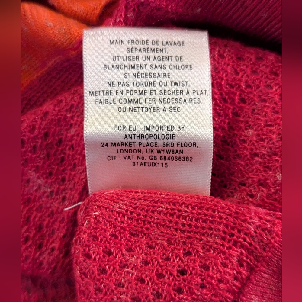 Anthropologie Moth Colorblock Pointelle Cardigan in Orange & Pink Size XS *READ* - Picture 13 of 14